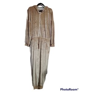 Fashion Nova  cozy soft gold  hooded jumpsuit size 1x